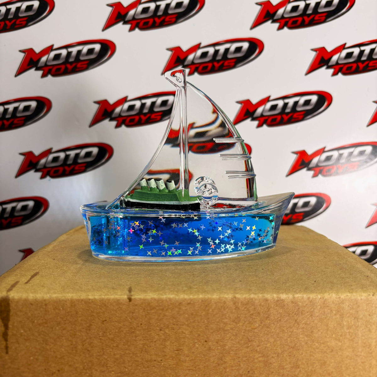 Crystal Sailboat Liquid Motion Showpiece
